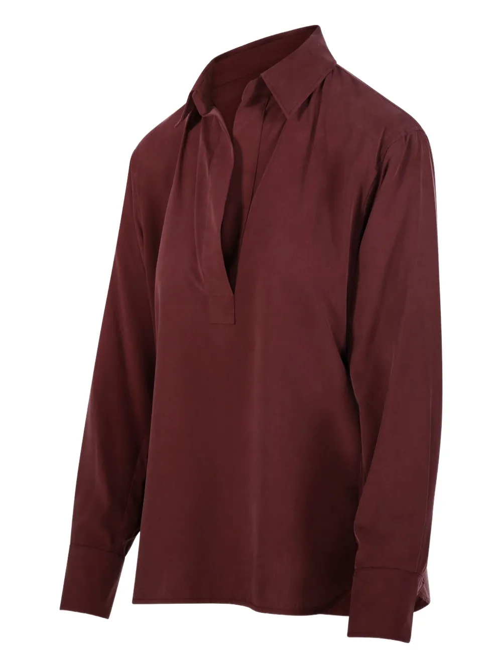 Max Mara Mirko Long-sleeve Collared Blouse In Burgundy