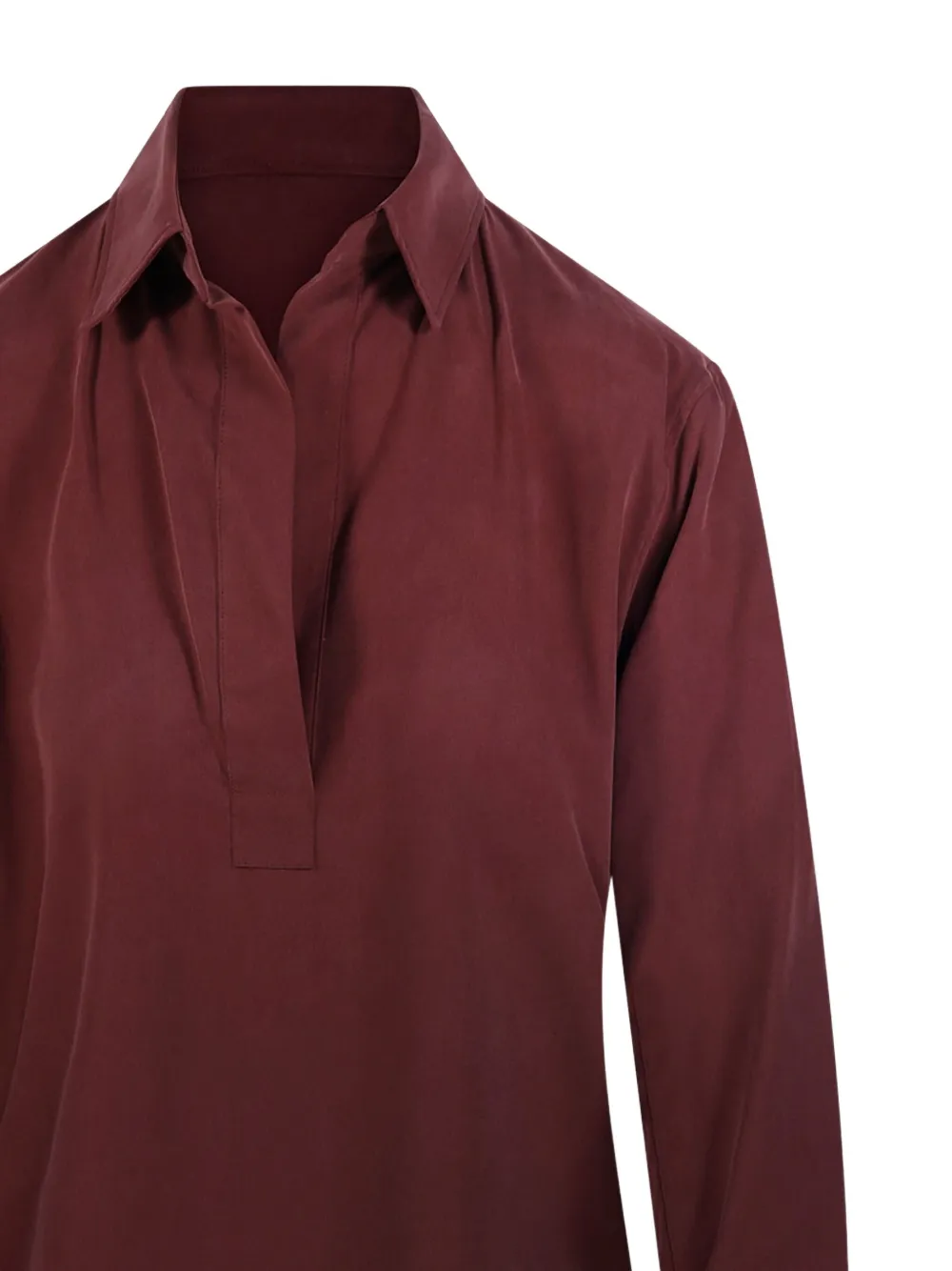 Max Mara Mirko Long-sleeve Collared Blouse In Burgundy
