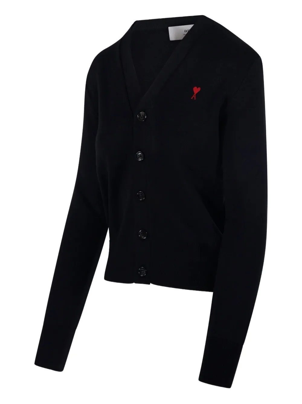 Ami Alexandre Mattiussi Ami De Coeur-logo Embroidered Cardigan In Black