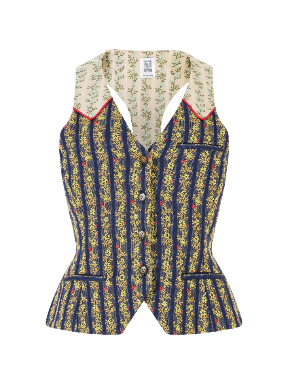 Rosie Assoulin Canotta a fiori con scollo a V - Blu