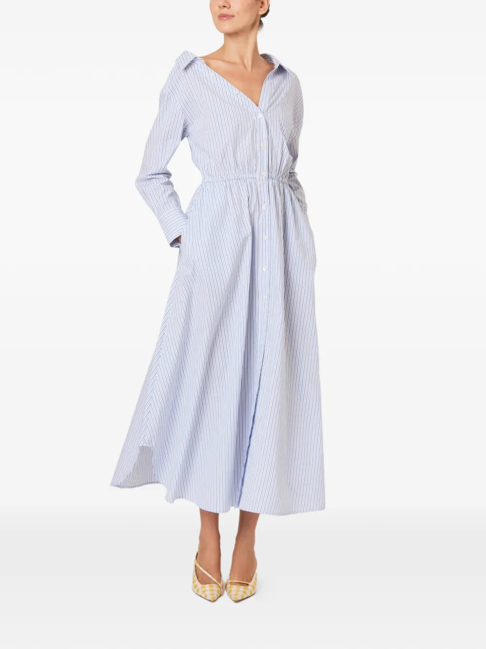 Rosie Assoulin Abito a righe con scollo a V - Blu