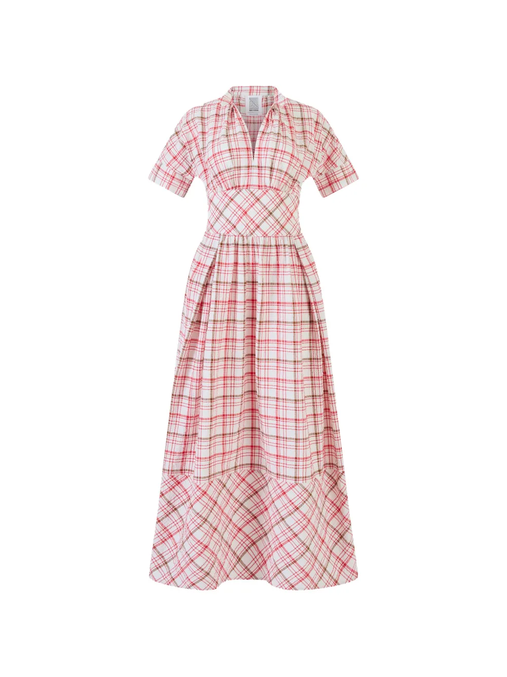 Rosie Assoulin checked pleated dress - Bianco