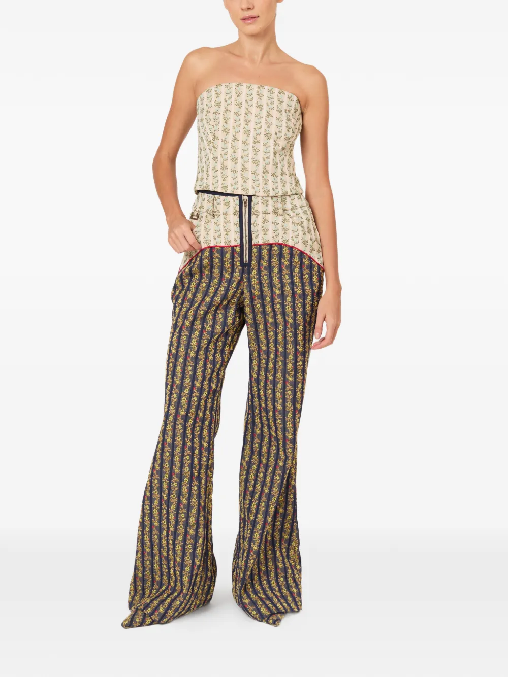  Rosie Assoulin Floral-print Flared Trousers - Blue 