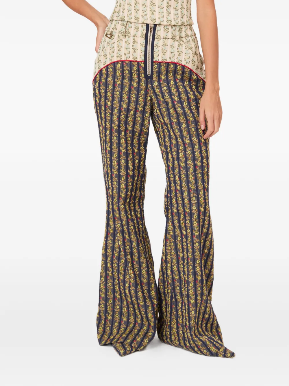  Rosie Assoulin Floral-print Flared Trousers - Blue 