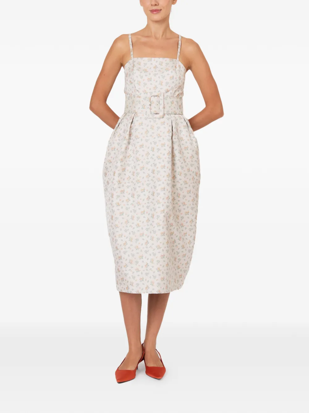  Rosie Assoulin Floral-print Midi Dress - Neutrals 