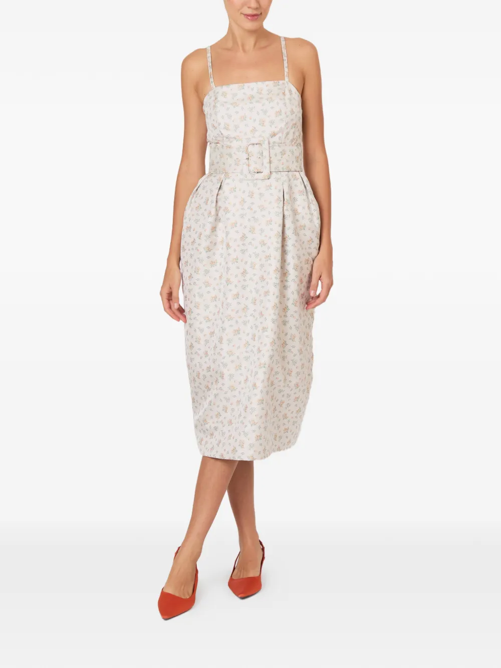 Rosie Assoulin Midi-jurk met bloemenprint Beige