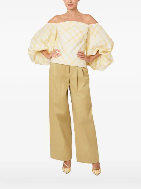 Rosie Assoulin off-shoulder plaid top