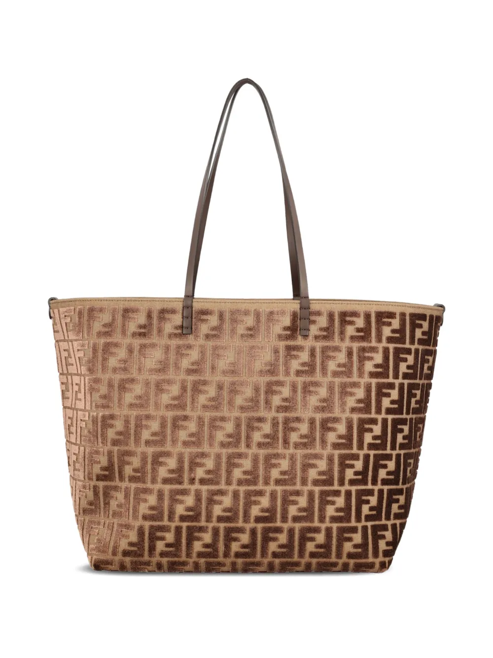 FENDI Fluwelen shopper met FF logo - Bruin