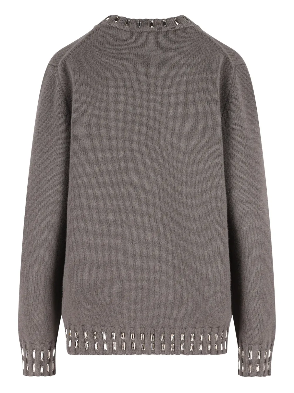 FENDI crystal-embellished crew-neck sweater - Grijs