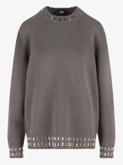 FENDI crystal-embellished crew-neck sweater