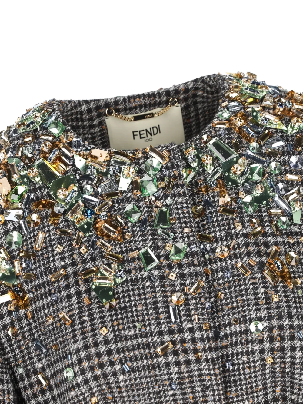 Fendi Crystal-embellished Jacket In Gray
