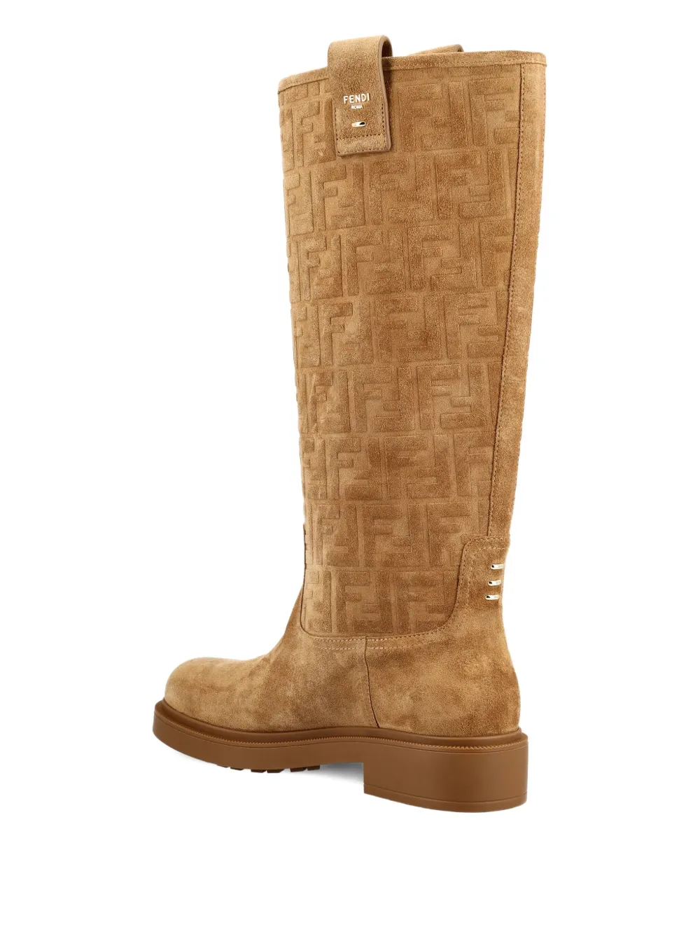 FENDI 35 mm Tubular suède laarzen met FF-logo Bruin