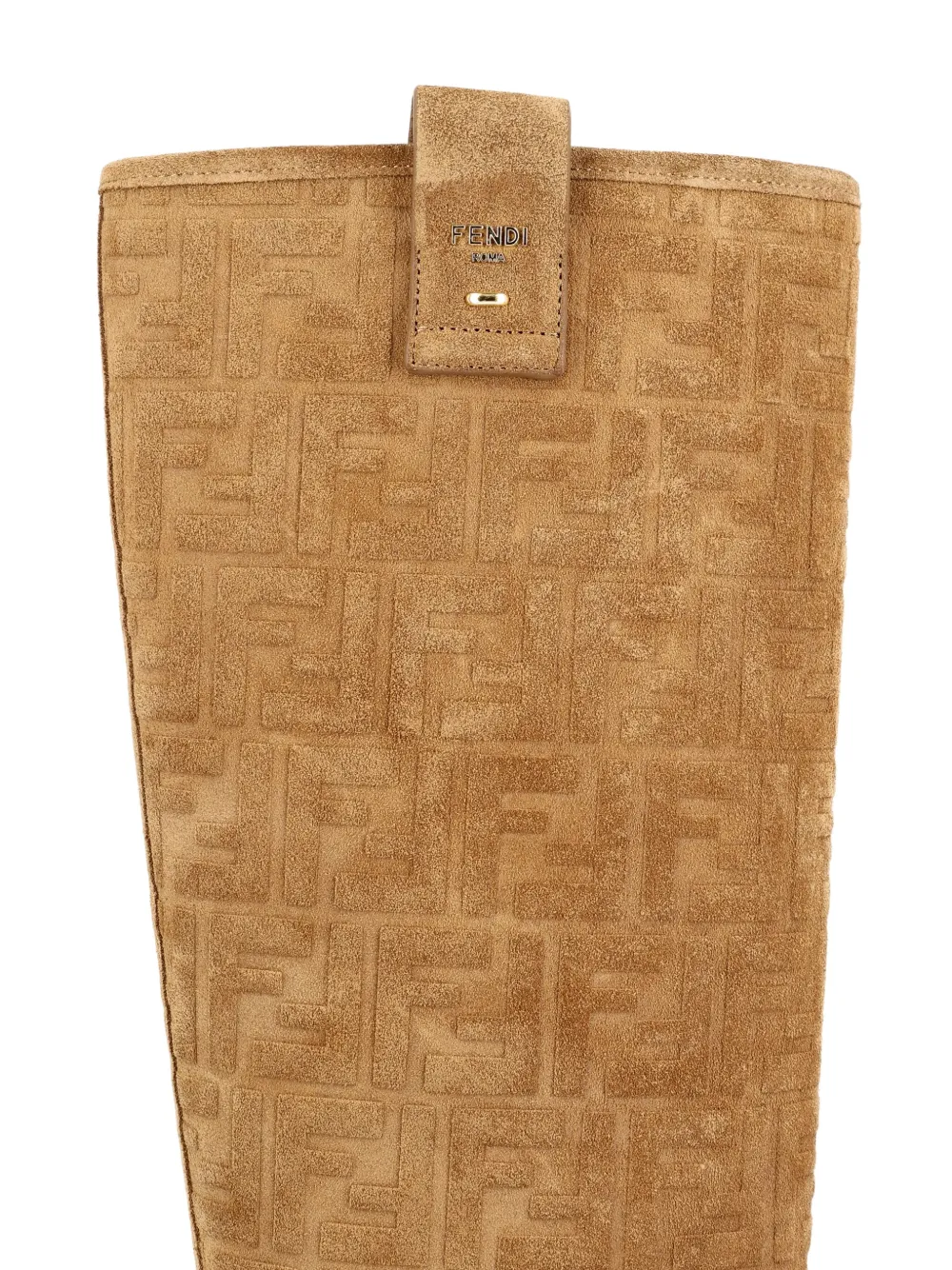 FENDI 35 mm Tubular suède laarzen met FF-logo Bruin