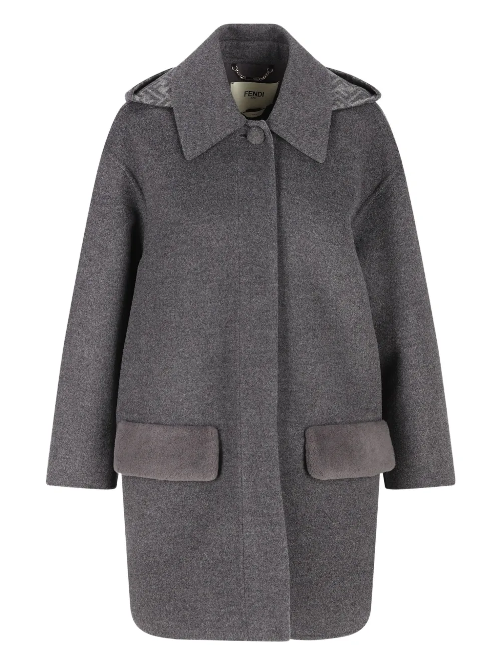 FENDI hooded flap-pocket coat | Grey | Image 1