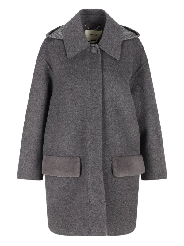 FENDI Hooded flap-pocket Coat | Grey | FARFETCH