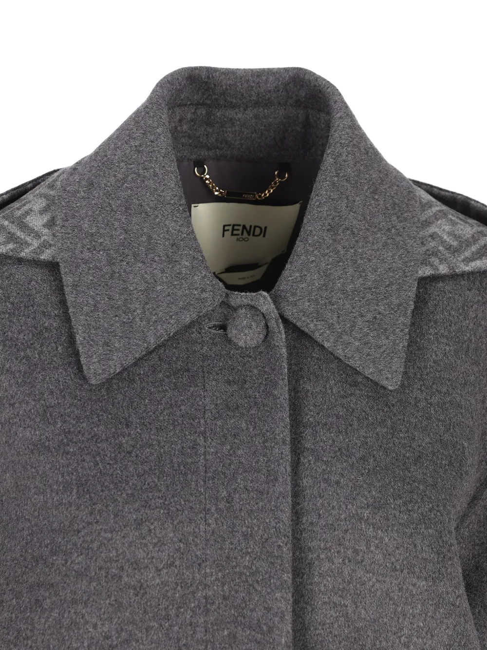 Fendi Long Sleeved Hooded Coat In Gray