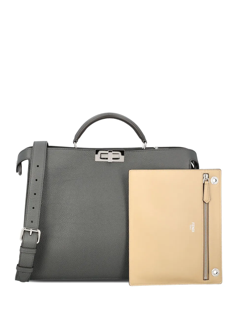 FENDI ピーカブー アイシーユー バッグ M - グレー FENDI ピーカブー アイシーユー バッグ M - グレー