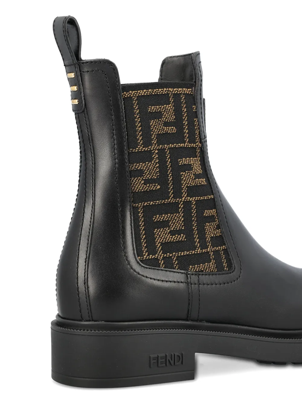 Fendi Black Leather And Ff Fabric Biker Jacket In Black