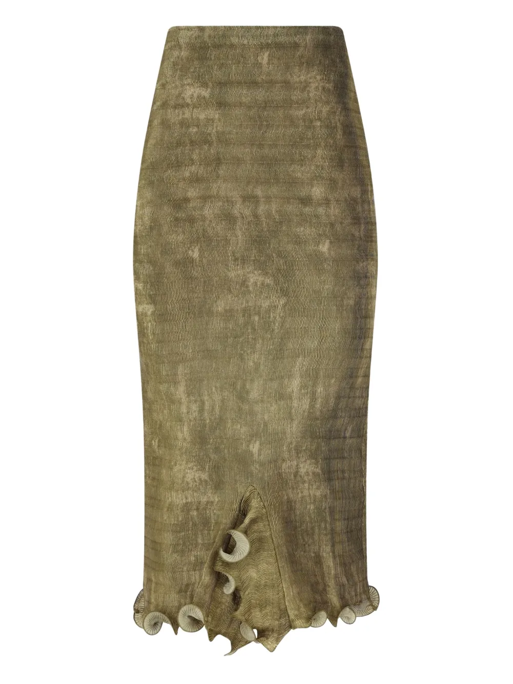 Fendi Ruffled Midi Skirt In Green