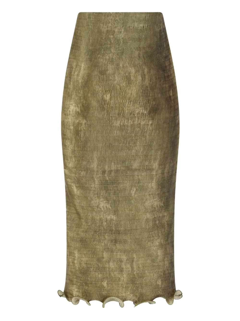 Fendi Ruffled Midi Skirt In Green