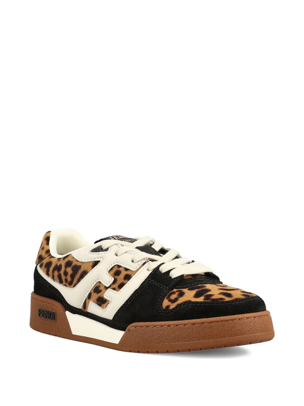 FENDI Match leren sneakers met luipaardprint - Bruin