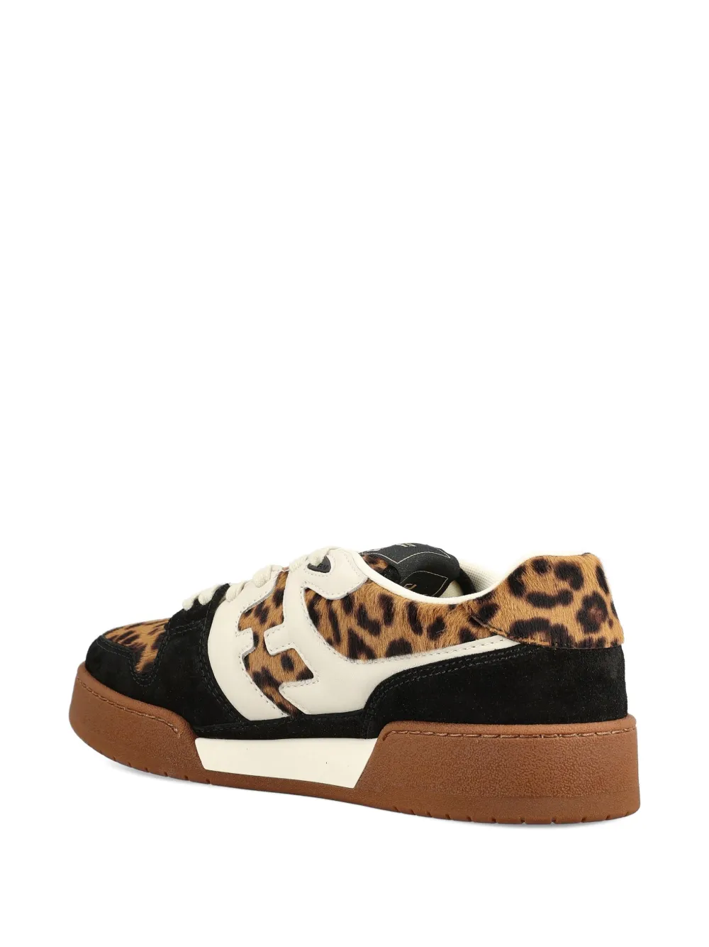 FENDI Match leren sneakers met luipaardprint Bruin