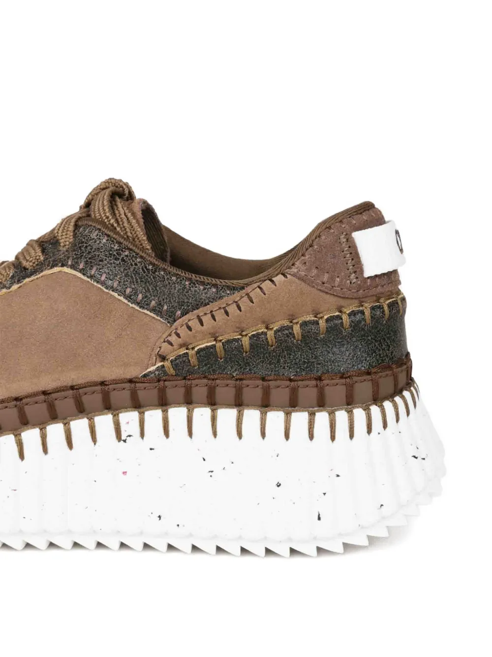 Chloé Nama Mixed Leather Low-top Platform Sneakers In Brown