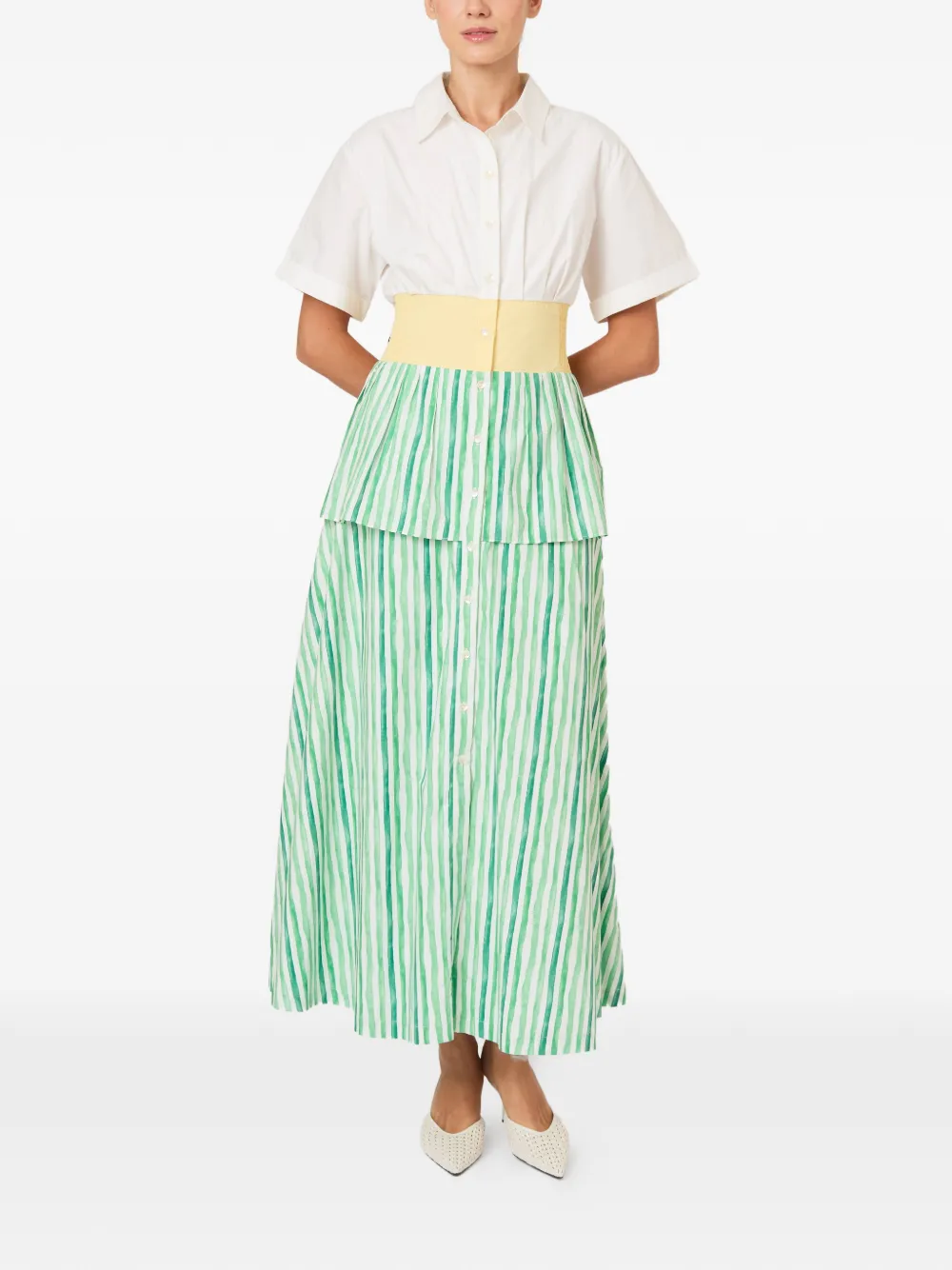 Rosie Assoulin striped tiered dress - White