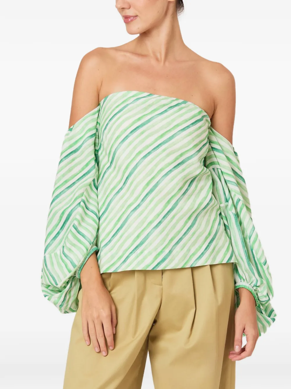 Rosie Assoulin striped off-shoulder top - Toni neutri