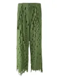 Post Archive Faction laser-cut frayed trousers - Green