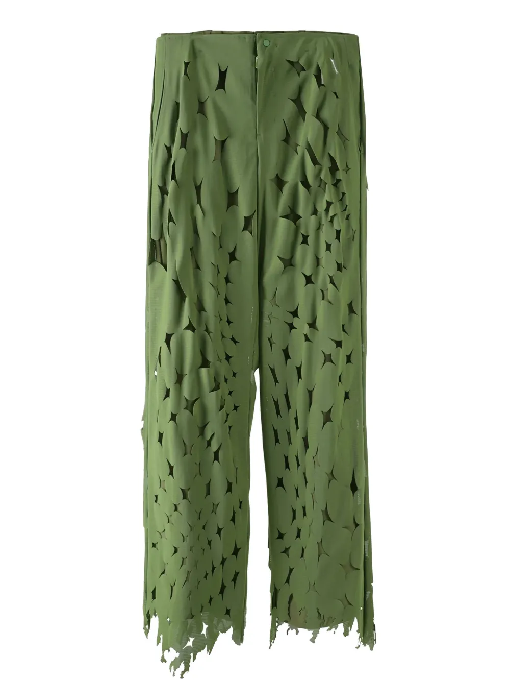 Post Archive Faction Laser-cut Frayed Trousers In Green