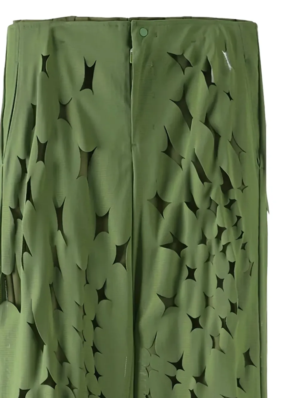 Post Archive Faction laser-cut frayed trousers - Groen