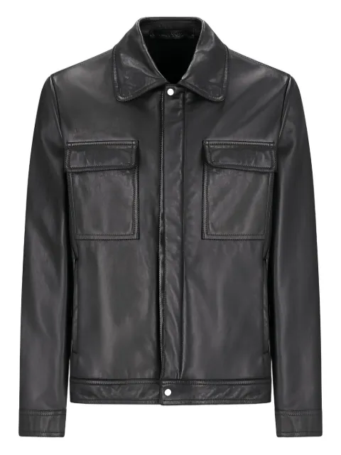 Salvatore Santoro chamarra de piel con bolsillo y solapa