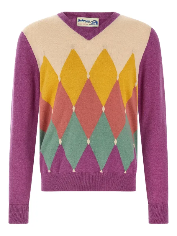 Ballantyne argyle-pattern v-neck Sweater Purple FARFETCH PH
