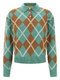 Guest In Residence argyle-pattern wool-cashmere polo shirt - Blue