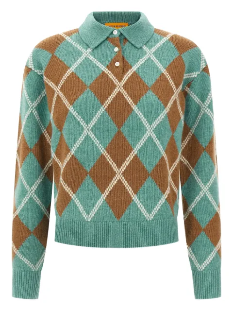 Guest In Residence argyle-pattern wool-cashmere polo shirt