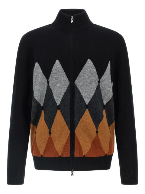 Ballantyne argyle-pattern zip-up cardigan