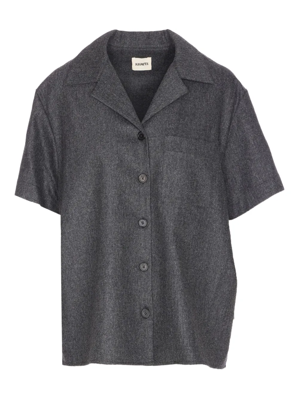 Khaite Riordan Buttoned Short-sleeve Shirt In Gray