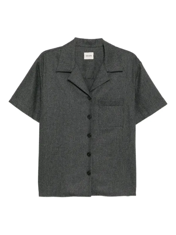 Khaite Riordan Buttoned Short-sleeve Shirt in Grey