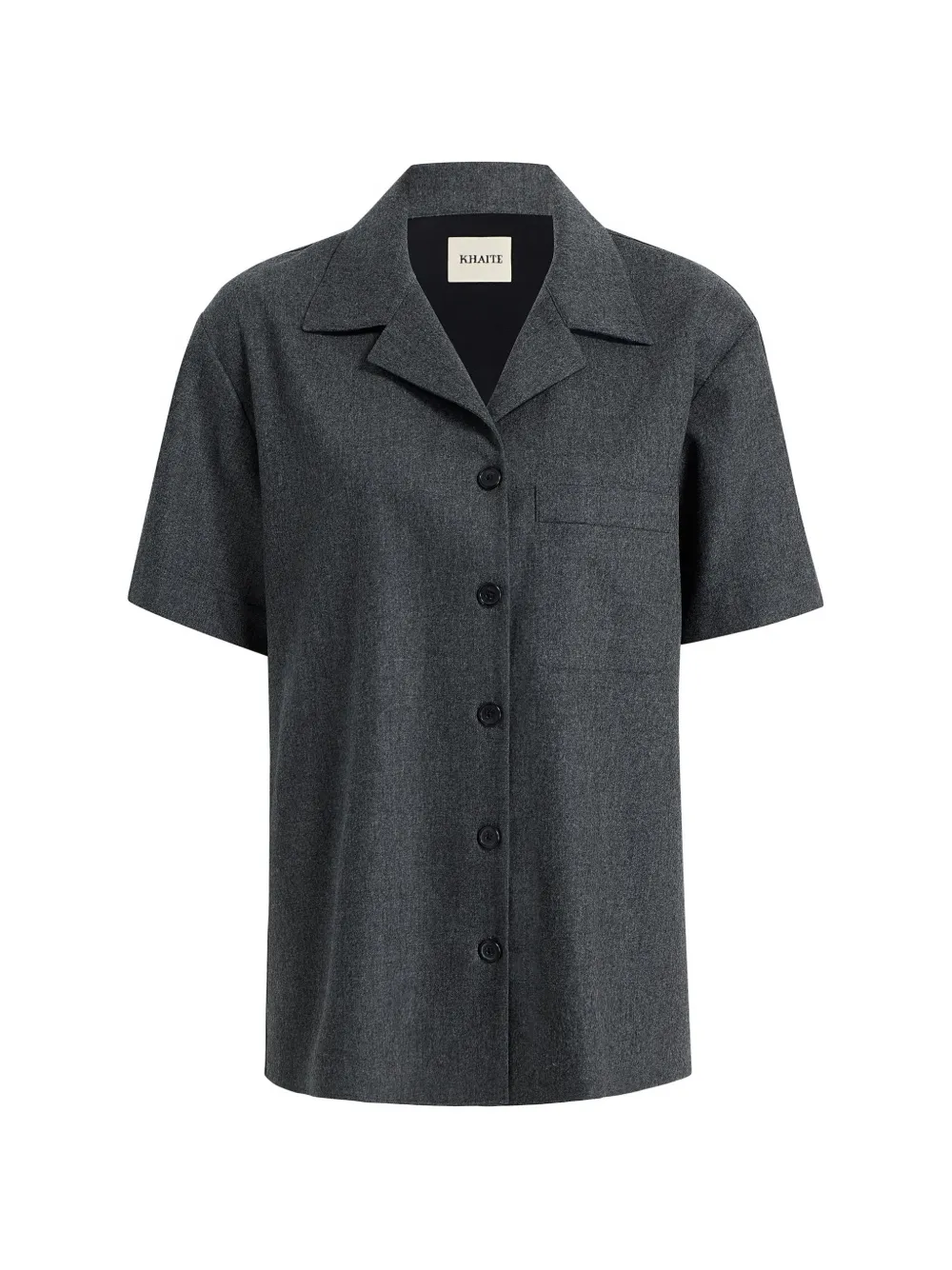 KHAITE Riordan buttoned short-sleeve shirt - Grey