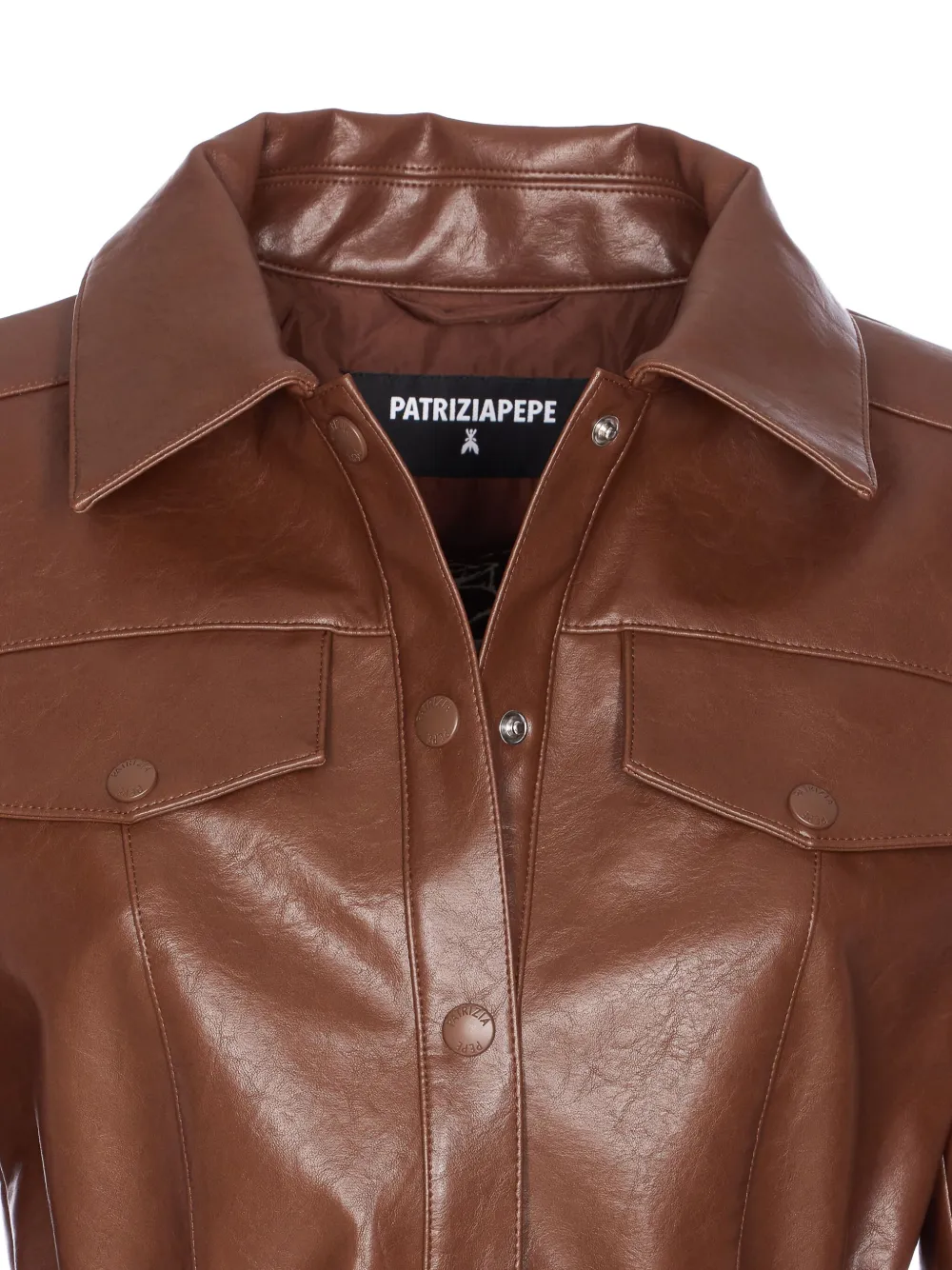 Patrizia Pepe Brown Jacket Frontal Buttons Closure In Multi