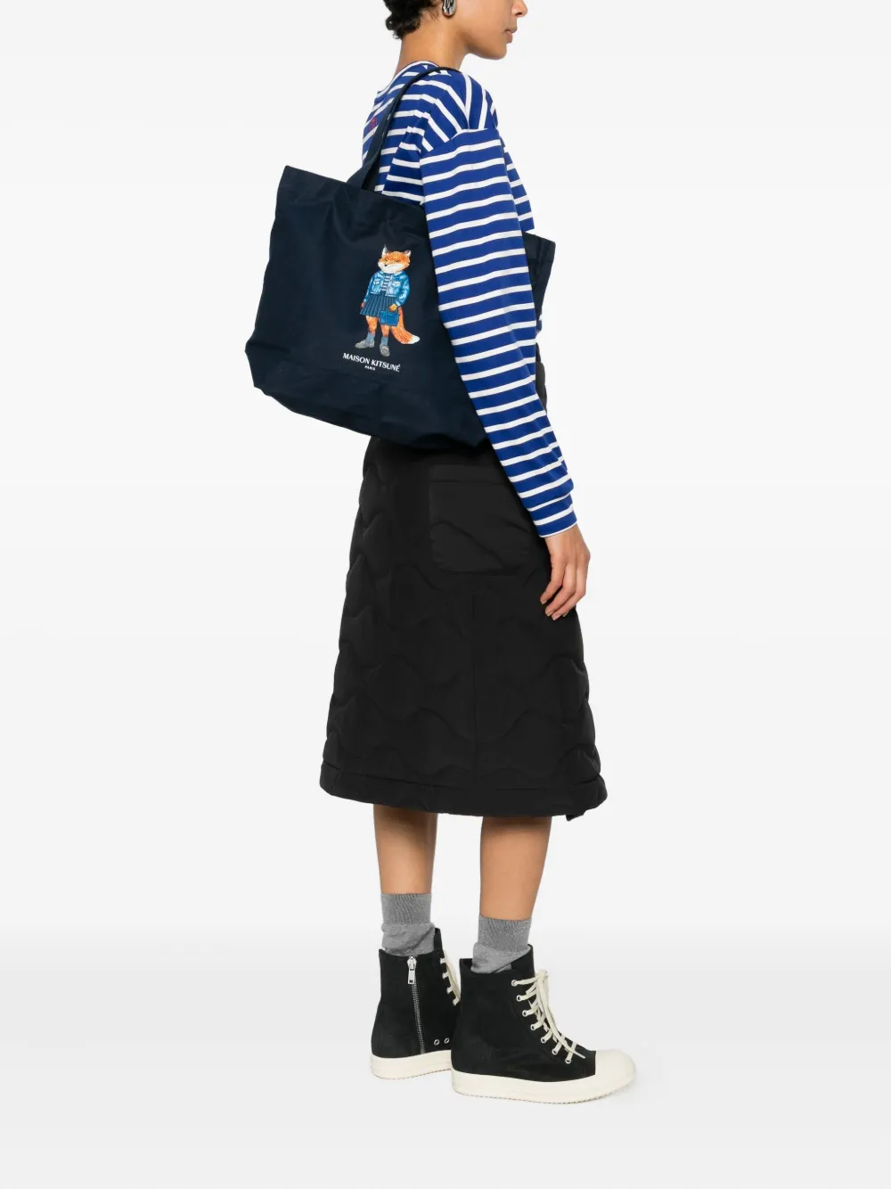 Maison Kitsuné Graphic-print Tote Bag In Blue