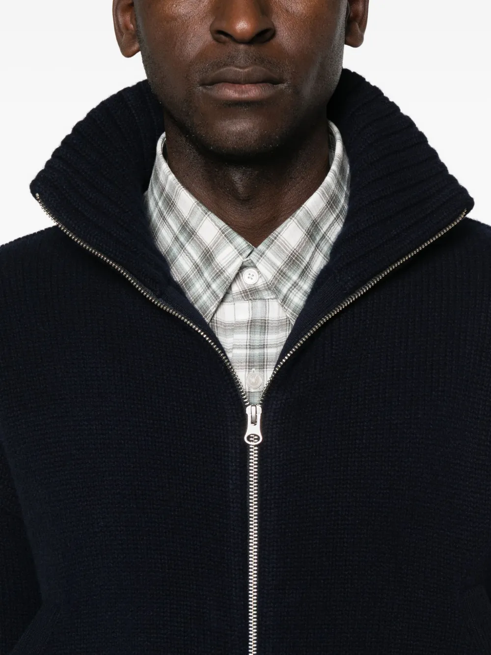 Extreme Cashmere High-neck Zip-up Cardigan In Black