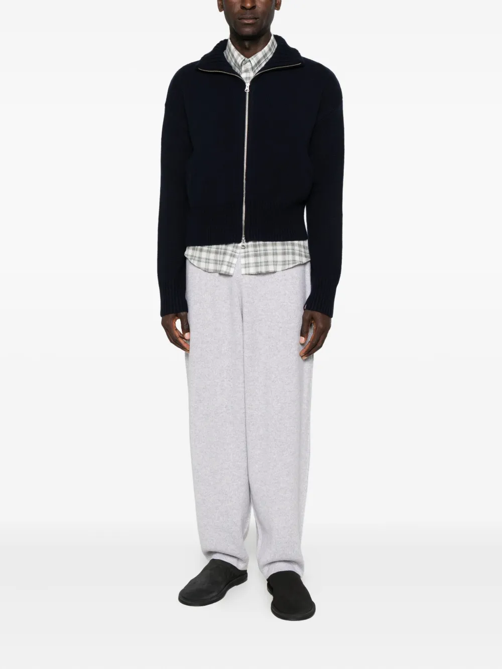 Extreme Cashmere High-neck Zip-up Cardigan In Black