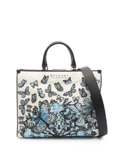 Bvlgari Pre-Owned 2010-2025 Mary Katrantzou Canvas Butterfly and Snake Print Tote satchel