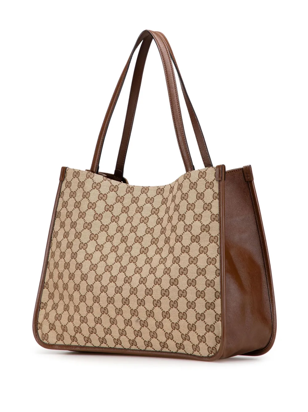 Pre-owned Gucci 2000-2015 Medium Gg Canvas Horsebit 1955 Tote Bag In Brown