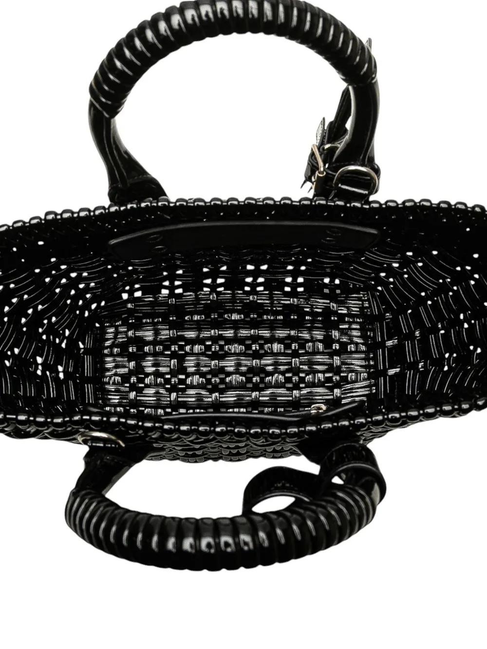 Pre-owned Balenciaga 2022 Xs Faux Leather Bistro Basket Bag Satchel In Black