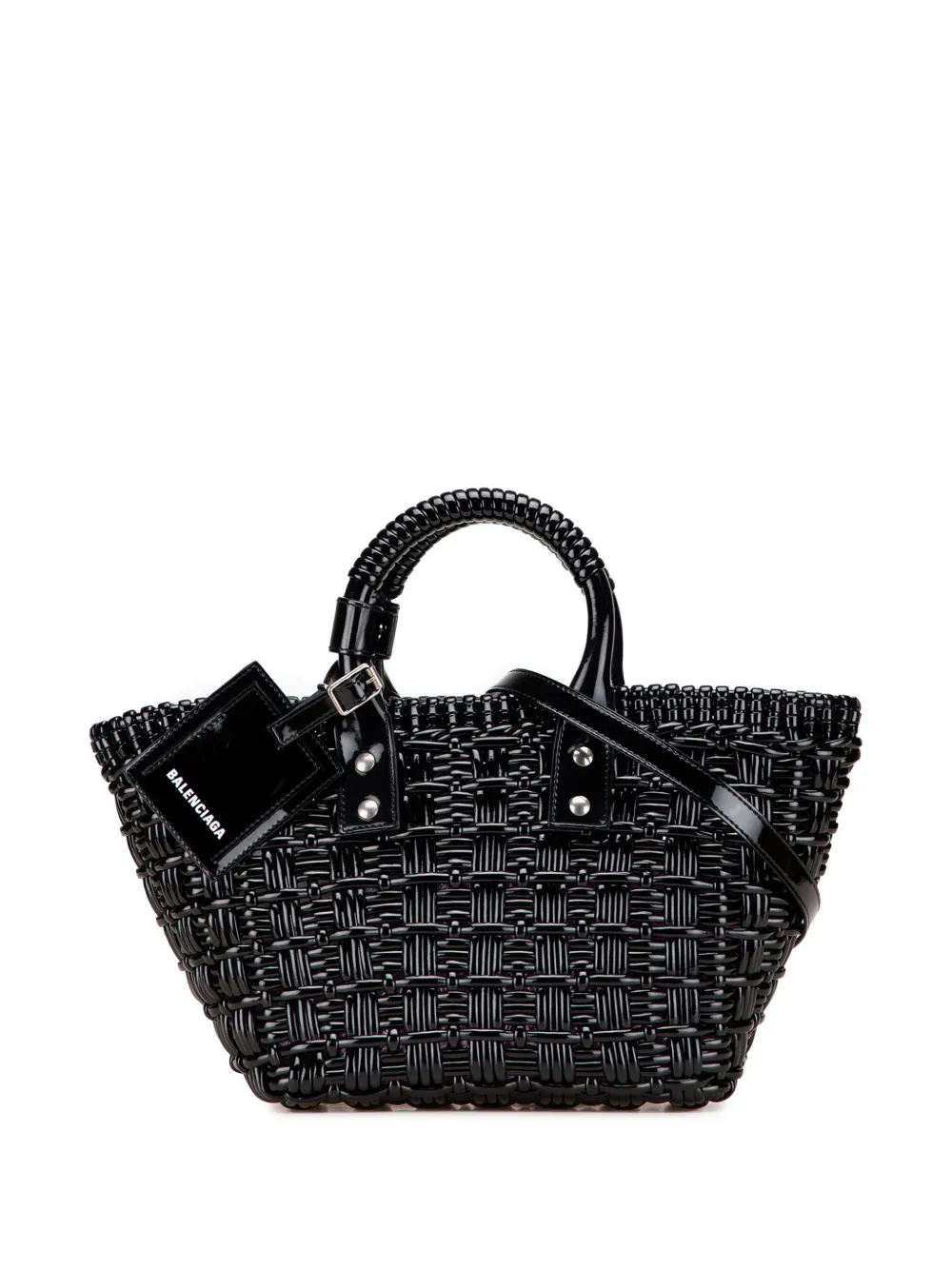 Balenciaga Pre-Owned 2022 XS フォーレザー ビストロ バスケットバッグ サッチェル - ブラック Balenciaga Pre-Owned 2022 XS フォーレザー ビストロ バスケットバッグ サッチェル - ブラック