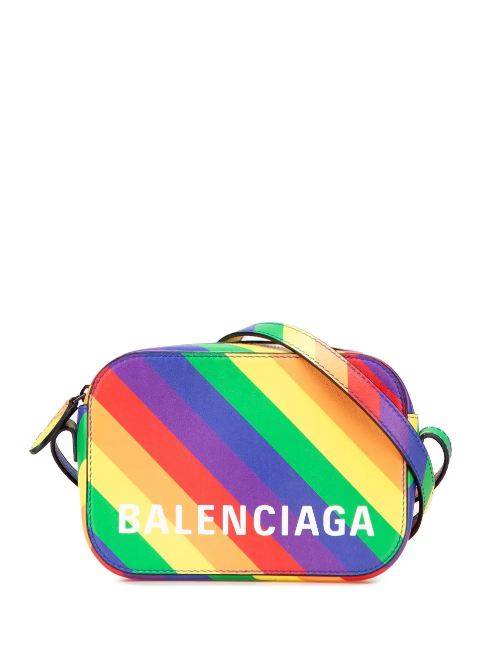 Balenciaga Pre-Owned 2019 XS レザー レインボー ロゴ ヴィル カメラバッグ ショルダーバッグ - イエロー Balenciaga Pre-Owned 2019 XS レザー レインボー ロゴ ヴィル カメラバッグ ショルダーバッグ - イエロー