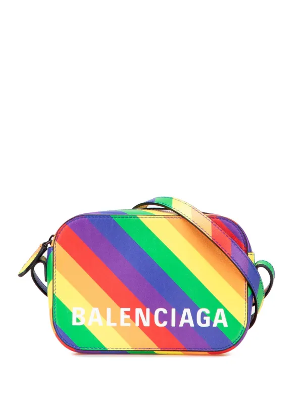Balenciaga Pre-Owned 2019 XS Leather Rainbow Logo Ville Camera Bag  Crossbody Bag Yellow FARFETCH IN